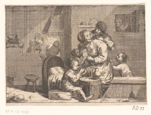 Huiselijk tafereel met kind aan de borst door Jacques Dassonville