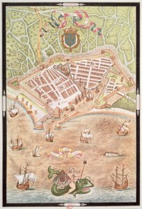 Facsimile van een plan van Le Havre in 1583, uit 