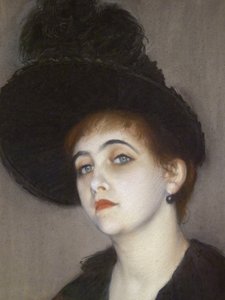 Portret van Marie Blanche Vasnier (detail) door Jacques Emile Blanche