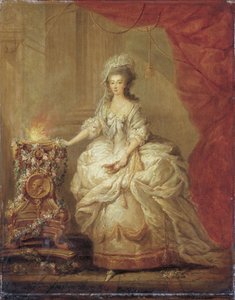 Portret van een dame, gekleed als een vestale maagd, vermoedelijk Marie-Antoinette