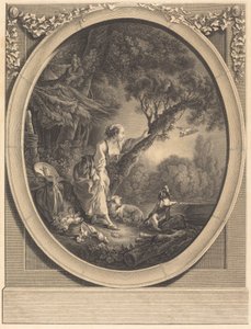 De Aankomst van de Koerier door Jacques Firmin Beauvarlet after François Boucher