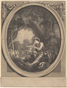 Het vertrek van de koerier door Jacques Firmin Beauvarlet after François Boucher