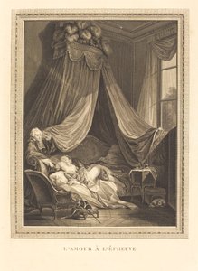 De liefde op de proef door Jacques Firmin Beauvarlet after Pierre Antoine Baudouin
