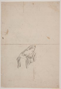 Studie voor rouwende vrouwenfiguur door Jacques Francois Joseph Saly