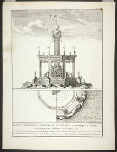 Plan and Elevation of a Music Room, plaat drie uit Description des Festes Données par la Ville de Paris