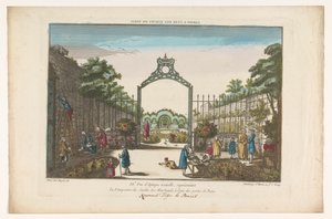 Gezicht op de Jardin des Marchands te Parijs
