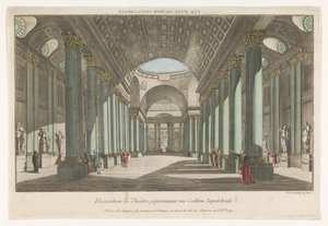 Gezicht op een galerie met sepulchrale beelden door Jacques Gabriel Huquier