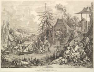 De Chinese visserij, uit Chinoiseries, na 1743 door Jacques Gabriel Huquier