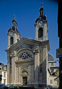 Uitzicht op de kapel van het Hôtel-Dieu, herontworpen door architect Jacques Germain Soufflot. Lyon, Rhône door Jacques Germain Soufflot
