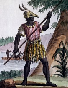Stang gebruikt voor besnijdenissen door negers op Gorée-eiland, Senegal, kleuren gravure uit tekening door Labrousse, uit Encyclopedia of voyages, door Jacques Grasset de Saint-Sauveur door Jacques Grasset de Saint Sauveur