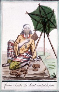 Arabische Woestijnvrouw die Brood Verkoopt - in "Encyclopedie van Reizen" door Grasset St Sauveur, ed. 1796 door Jacques Grasset de Saint Sauveur