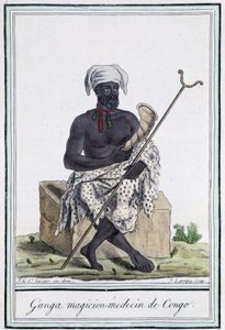 Ganga, magiër arts van Congo - in "Encyclopédie des voyages" door Grasset Saint Sauveur, ed. Parijs 1796 door Jacques Grasset de Saint Sauveur