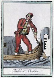 Gondelier in Venetië - in "Encyclopédie des voyages" door Grasset Saint Sauveur, ed. Parijs 1796 door Jacques Grasset de Saint Sauveur