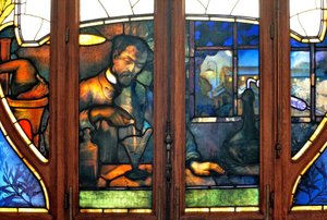 Nancy, Art Nouveau, Kamer van Koophandel, Glas-in-loodramen door Jacques Gruber door Jacques Gruber