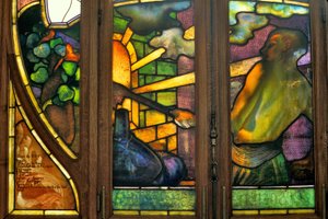 Nancy (departement 54), Art Nouveau, Kamer van Koophandel en Beurs, Glas-in-lood door Jacques Gruber (1870-1936) door Jacques Gruber