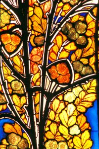 Nancy, Art Nouveau, Hotel Bergeret, Glas-in-lood door Jacques Gruber, rozen en meeuwen door Jacques Gruber