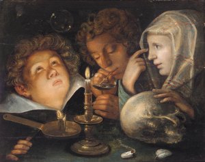 Een vanitas allegorie, Homo Bulla Est
