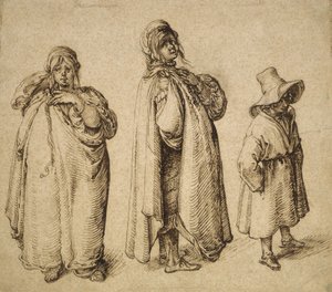 Twee studies van een Roma vrouw en een Roma jongen met een grote hoed, c.1605 door Jacques II de Gheyn
