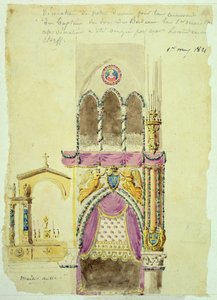 Project voor de Decoratie van Notre Dame voor de Doop van de Hertog van Bordeaux door Jacques Ignace Hittorff