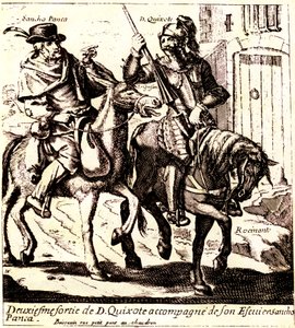 Don Quichot op Rossinante, vergezeld door Sancho Panza op zijn ezel Grison, ca. 1640 (illustratie)