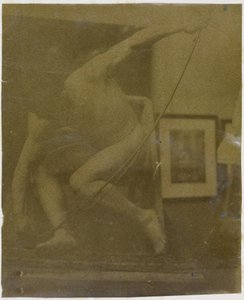 Studie van een mannelijk naaktmodel, gehurkt met een boog in de hand door Jacques Lalaing (attributed to)