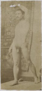 Studie van een mannelijk naaktmodel, rechtop staand en schuin van voren gezien door Jacques Lalaing (attributed to)