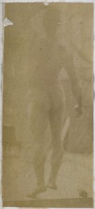 Studie van een mannelijk naaktmodel, rechtop staand en van achter gezien door Jacques Lalaing (attributed to)