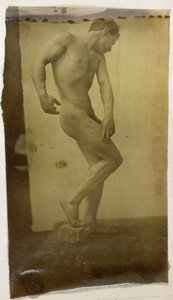 Studie van een mannelijk naaktmodel, staand en van opzij gezien door Jacques Lalaing (attributed to)