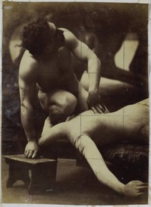 Studie van een mannelijk naaktmodel, worstelend met ledenpop door Jacques Lalaing (attributed to)