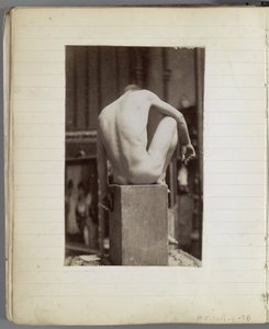 Studie van een mannelijk naaktmodel, zittend en op de rug gezien door Jacques Lalaing (attributed to)