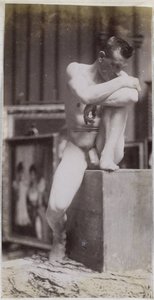 Studie van een zittend mannelijk naaktmodel door Jacques Lalaing (attributed to)
