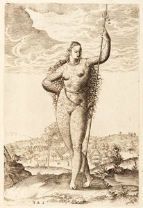 Een jonge Pictische vrouw, ca. 1585 door Jacques Le Moyne