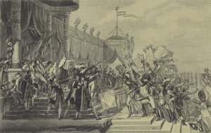 Napoleon verdeelt adelaarsstandaarden aan het Franse leger, 5 december 1804