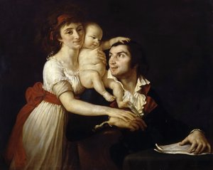 Camille Desmoulins met zijn vrouw Lucile en kind door Jacques Louis David