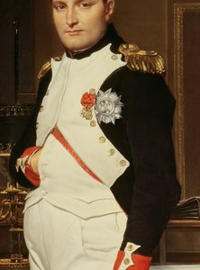 Detail van De keizer Napoleon in zijn studeerkamer in de Tuilerieën door Jacques Louis David