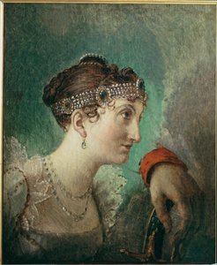 Mme. Alexandre de la Rochefoucauld ... (olieverfschets) door Jacques Louis David