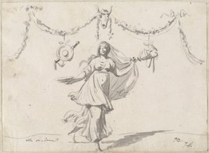 Ornament met een Vrouw in Oude Kleding door Jacques Louis David