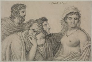 Phrynè voor de rechters, ca. 1816-1820 door Jacques Louis David