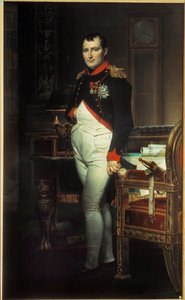 Portret van Napoleon I (1769-1821) in zijn werkkamer in de Tuilerieën. Schilderij van Jacques Louis David (1748-1825) 1812. Privécollectie.