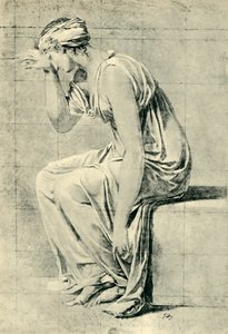 Zittende vrouw, laat 18e-begin 19e eeuw door Jacques Louis David