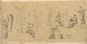 Studies van Klassieke Vrouwen, met Eros door Jacques Louis David