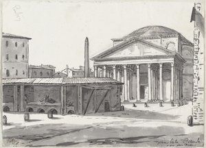 Het Pantheon Gezien vanaf het Piazza door Jacques Louis David