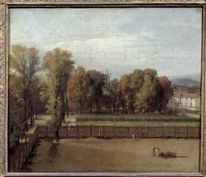 Uitzicht op de Luxemburgse Tuin in Parijs Schilderij door Louis David (1748-1825). 1794. Zon. 0,55 x 0,65 door Jacques Louis David