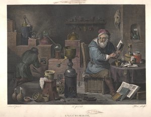 De Alchemist naar schilderij van David Teniers, eind 18e eeuw