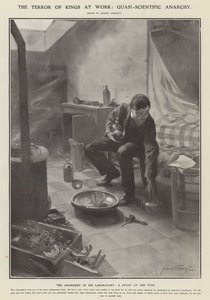 De terreur van koningen aan het werk: quasi-wetenschappelijke anarchie (litho)