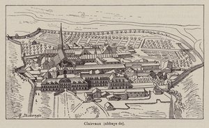 Clairvaux, abdij van (litho) door Jacques Maurice Dessertenne