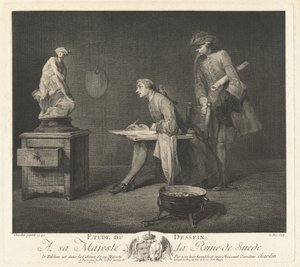 Studie van de tekening (De Tekenles) door Jacques Philippe Le Bas after Jean Siméon Chardin