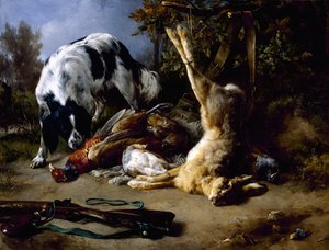 Spaniël met een Stilleven van Dood Wild