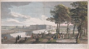 Gezicht op Hampton Court vanaf de tuinzijde door Jacques Rigaud