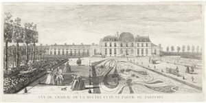 Gezicht op het kasteel van Meudon en een deel van de parterre door Jacques Rigaud